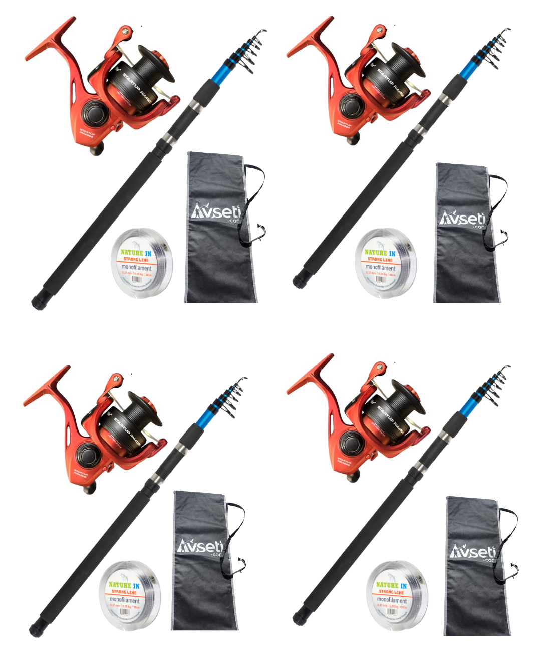 4 ADET KAMIŞ SETİ - NATURE IN STARTUP PM5000 OLTA NAKİNESİ - NATURE IN ECOTELE 3.50M 100-150 GR ATARLI