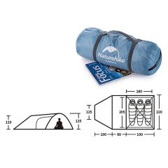 Naturehike Knight-3 +UPF50 3 Kişilik Kamp Çadırı Gri/Mavi