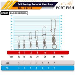 Portfish BL3013 No:3 Ball Bearing Swivel 5li